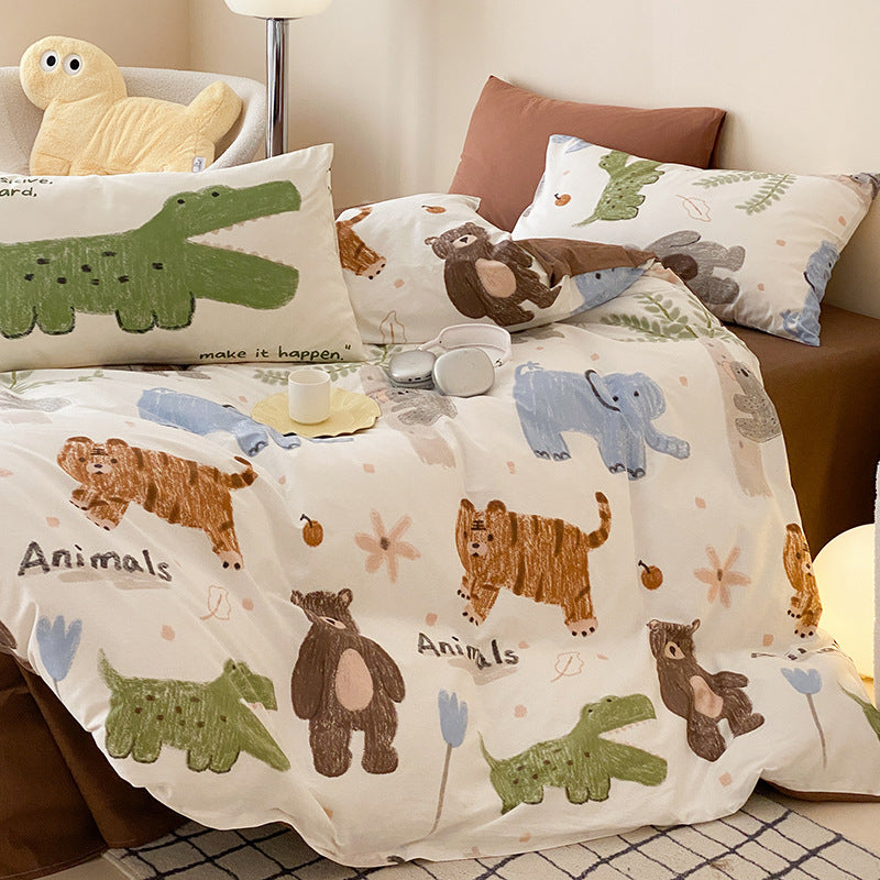 Zoo Animal Cotton Muslin Bedding Set – Twin/Queen