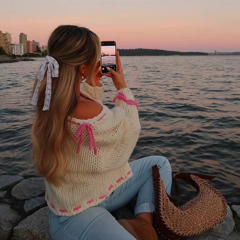 Coquette Pink Bow Sweater