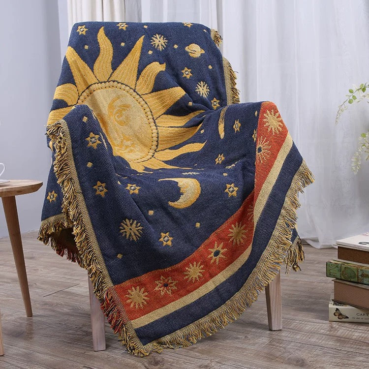 Celestial Sun & Moon Woven Blanket