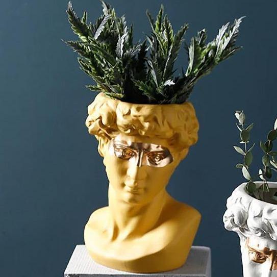Majestic David - Ceramic Planter Sculpture Golden