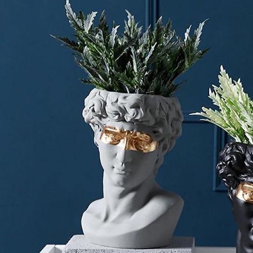Majestic David - Ceramic Planter Sculpture Gray