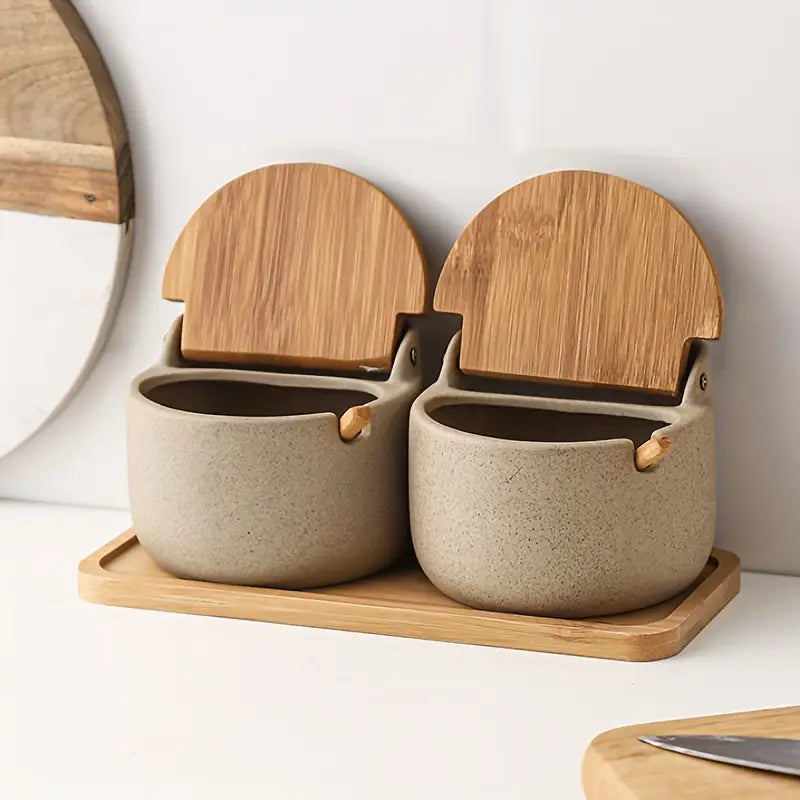 Ceramic Spice Jar with Bamboo Lid