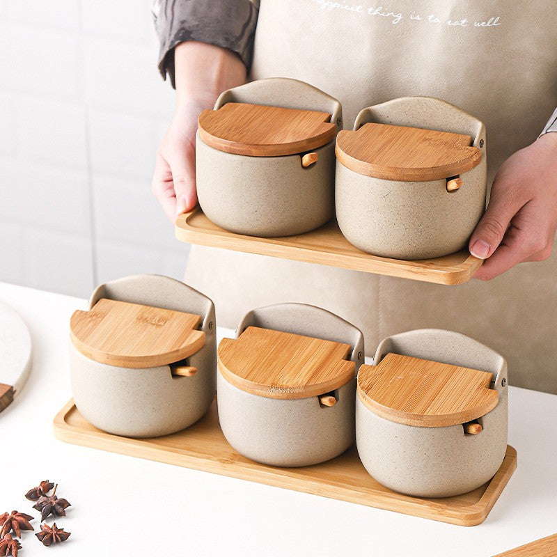 Ceramic Spice Jar with Bamboo Lid