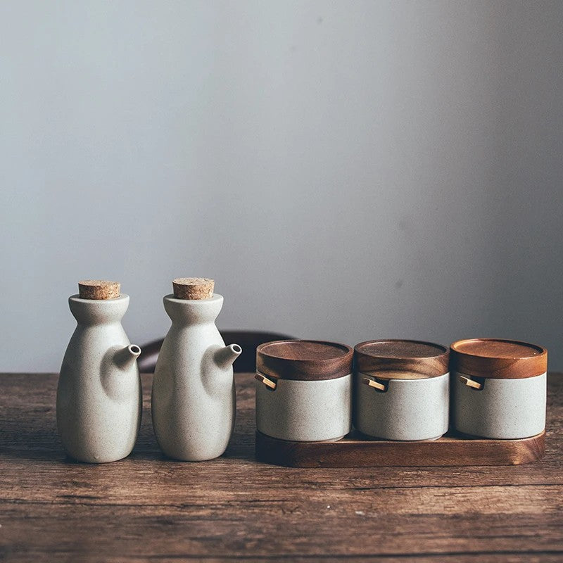 Nara Ceramic Jar & Oil Pot Set