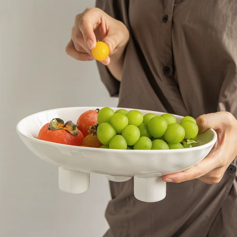 Handmade Ceramic Fruit Plate White