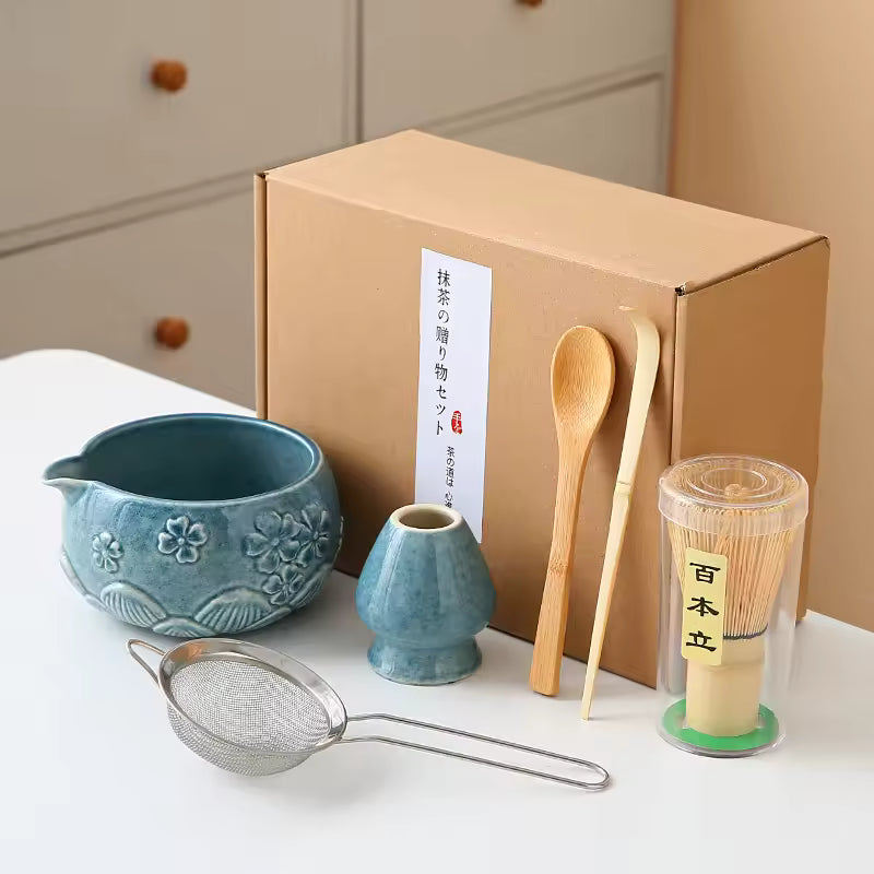 Japanese Matcha Tea Set 6-Piece Blue