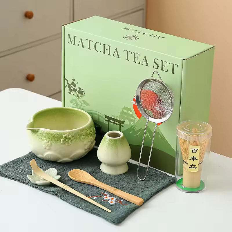 Cherry Blossom Matcha Tea Set Light Green