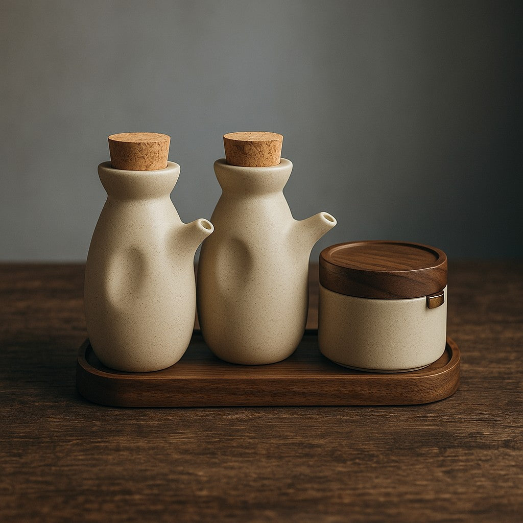 Nara Ceramic Jar & Oil Pot Set