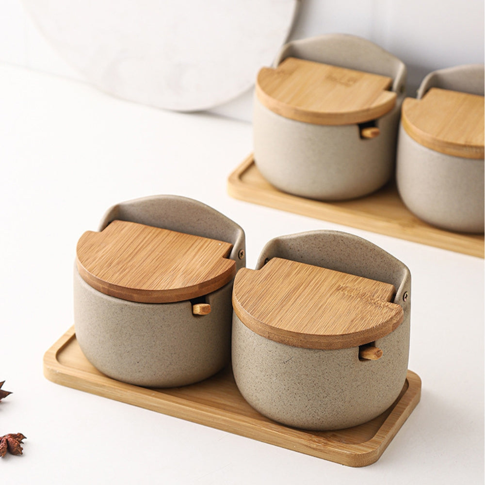 Ceramic Spice Jar with Bamboo Lid