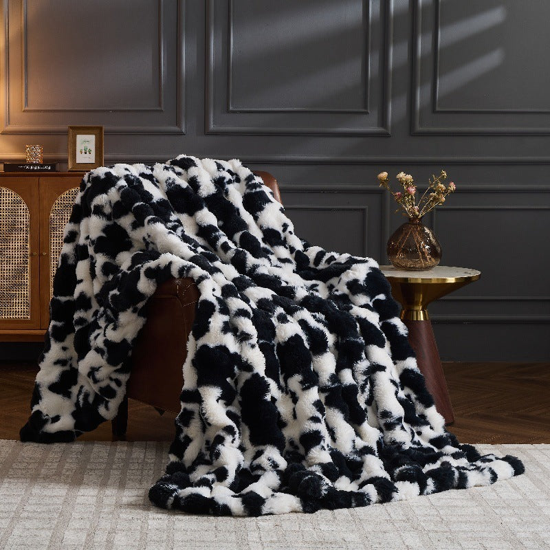 Luxury Faux Fur Animal Print Blanket