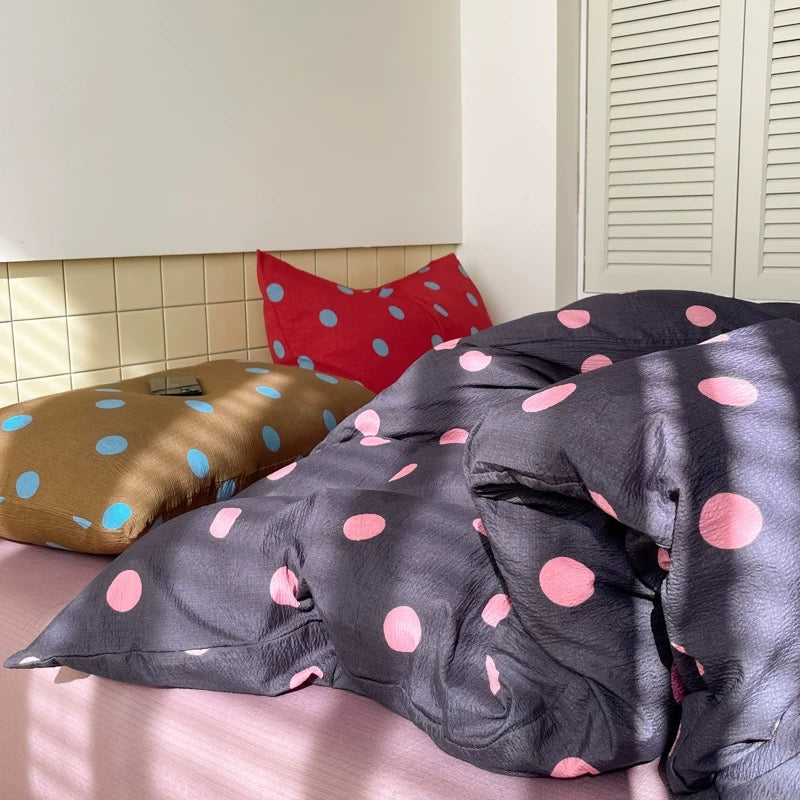 Gray Polka Dot Duvet Cover Set