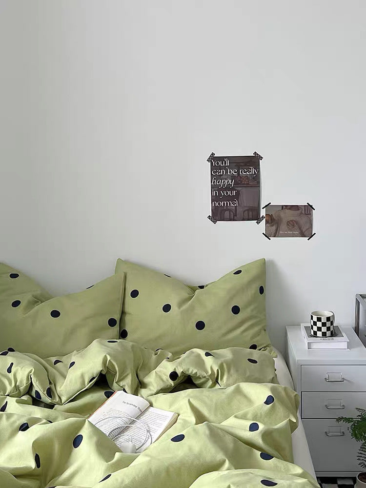Sage Green Polka Dot Duvet Cover Set