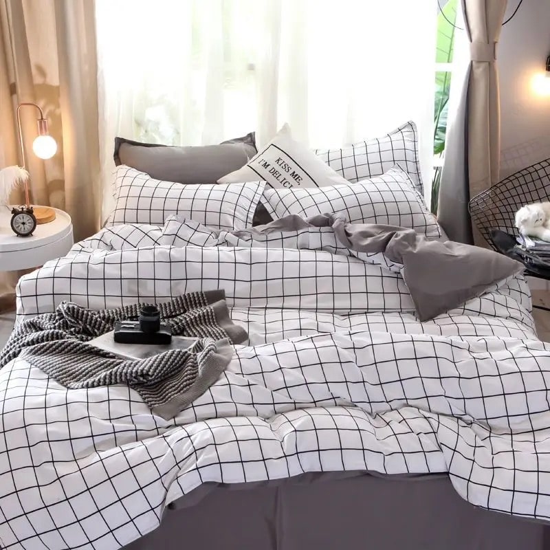 Checkerboard Bedding Set White