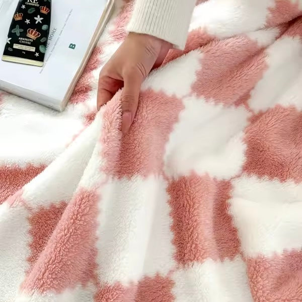 Pink & White Checkered Flannel Blanket