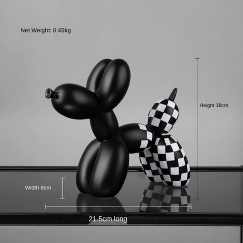 Checkered Balloon Dog Black