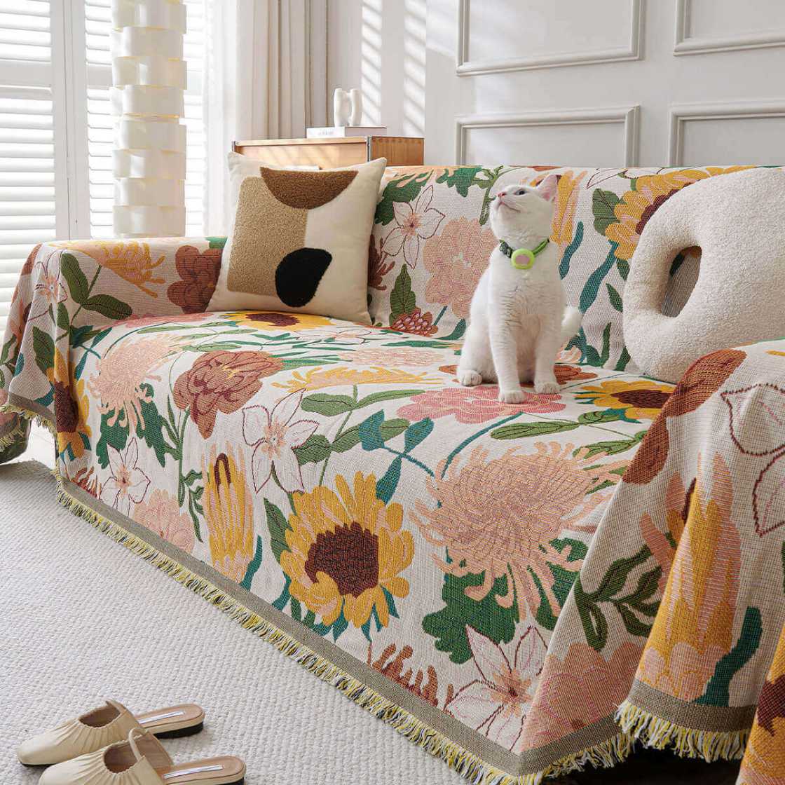 Bloom Reversible Sofa Couch Cover Marigold Garden