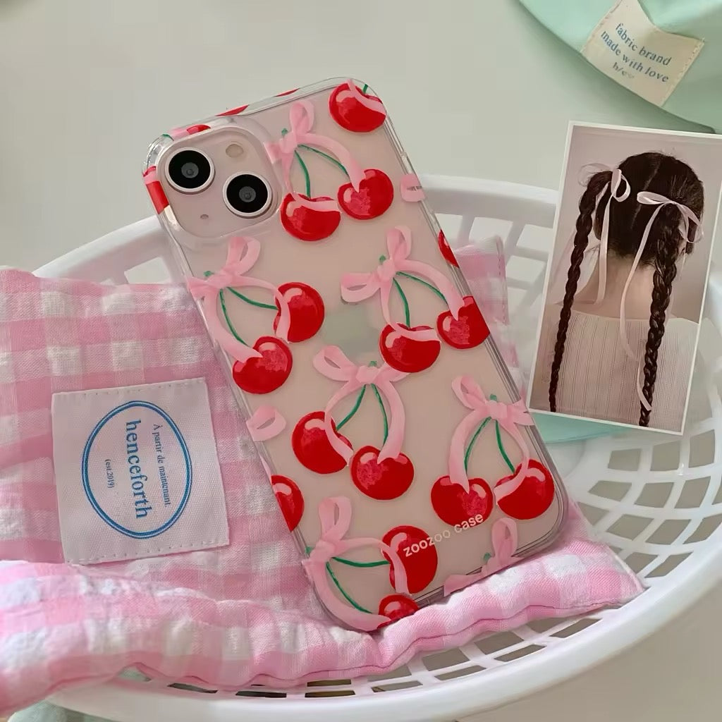 Coquette Cherry Bow iPhone Case