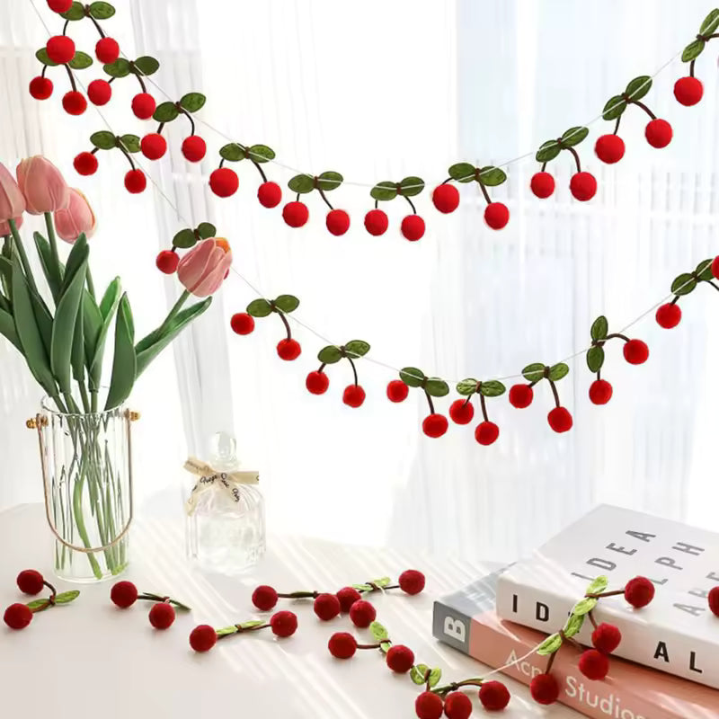 Cute Cherry Pom Pom Garland