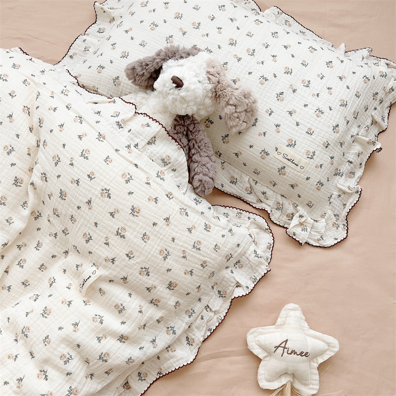 Rose Floral Duvet Cover Set – Ruffled Cotton Muslin