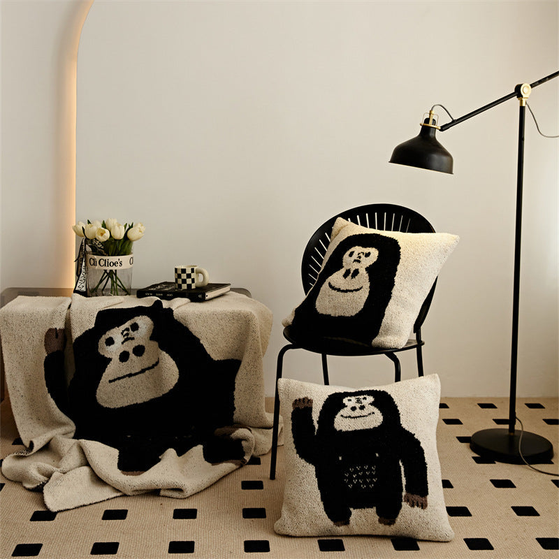Chimpanzee Throw Blanket & Pillowcase - Hello & Face