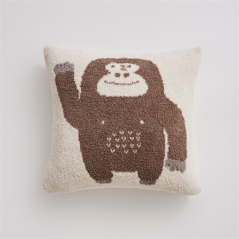 Chimpanzee Throw Blanket & Pillowcase - Hello & Face Brown Hello Pillowcase