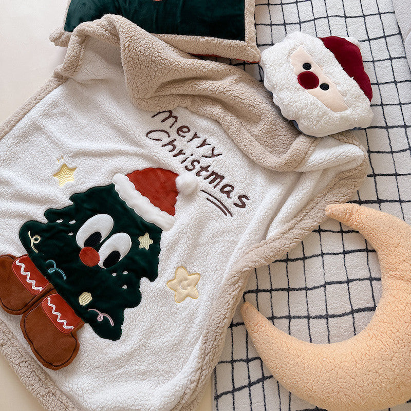 Christmas Tree Sherpa Throw Blanket – Reversible Plush