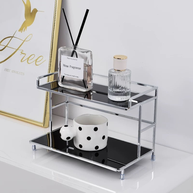 Double-Layer Acrylic Vanity Organizer Black