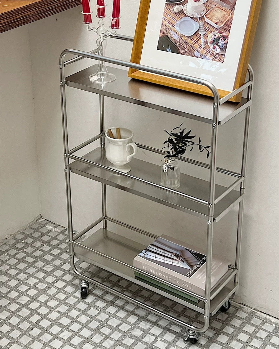 Chrome Rolling Bar Cart