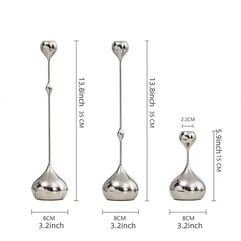 Minimalist Silver Candle Holder Set 3 pcs