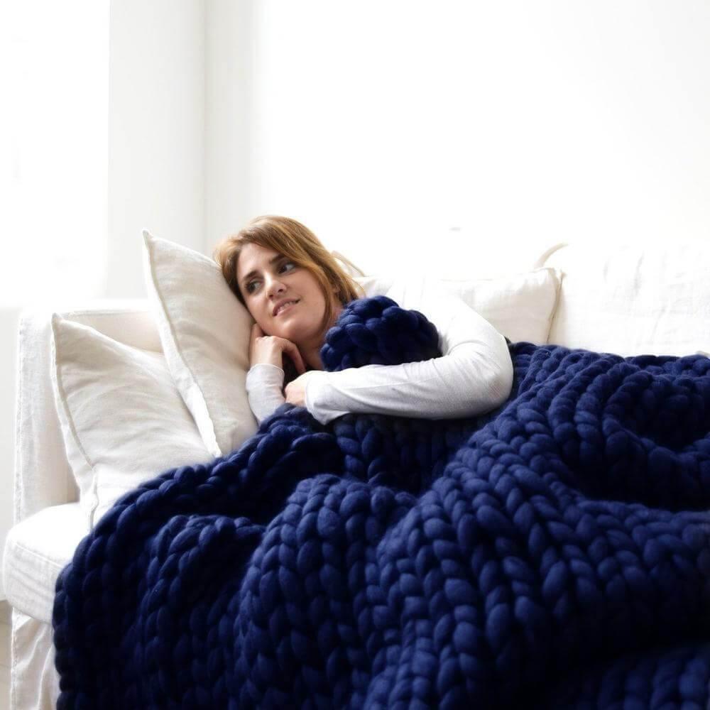 CozyCloud Knit Throw Navy