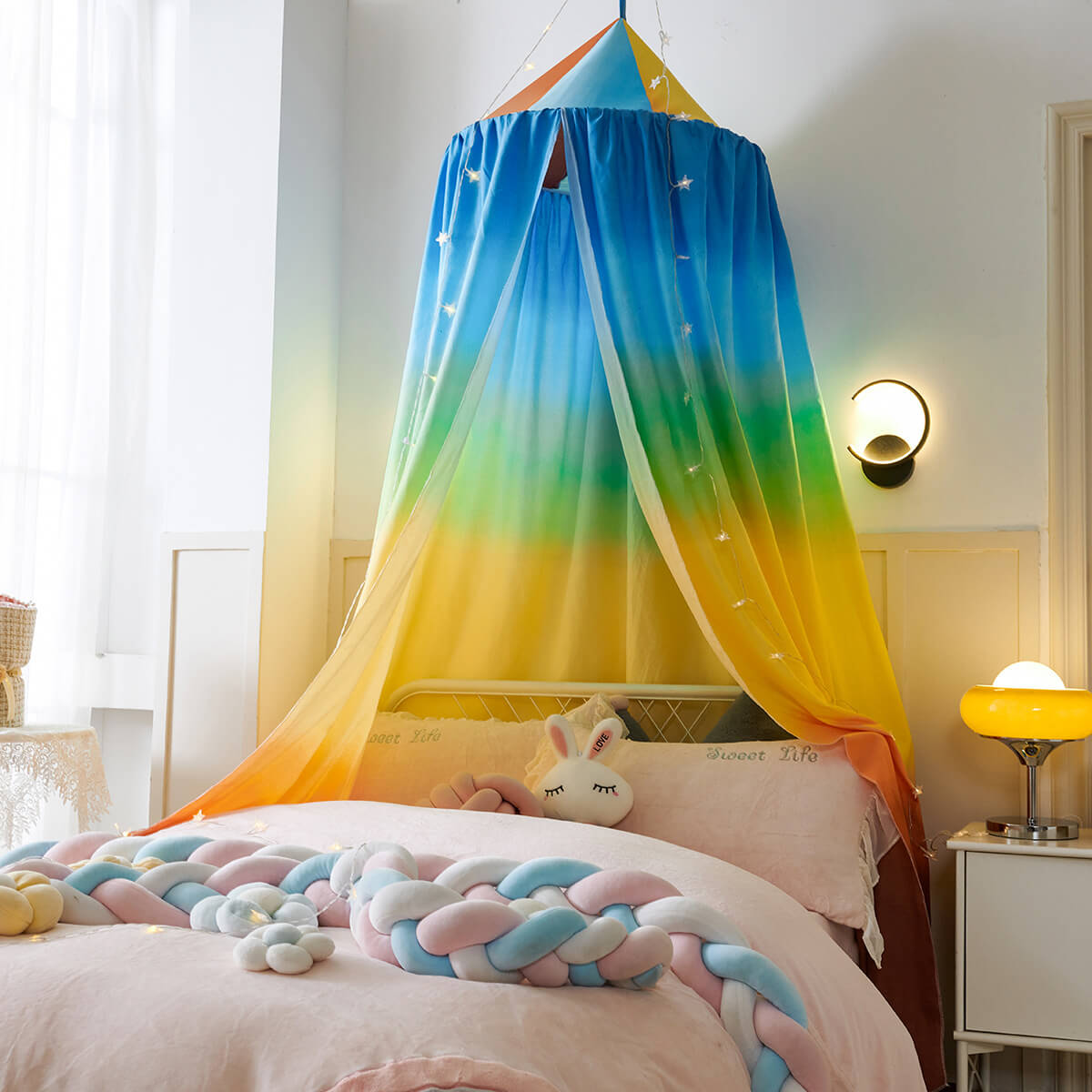 Rainbow Kids Bed Canopy — Colorful Nursery Tent
