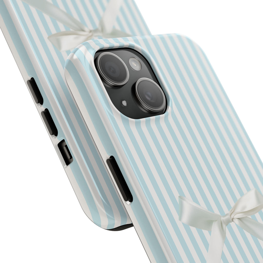 Blue Striped Bow iPhone Case