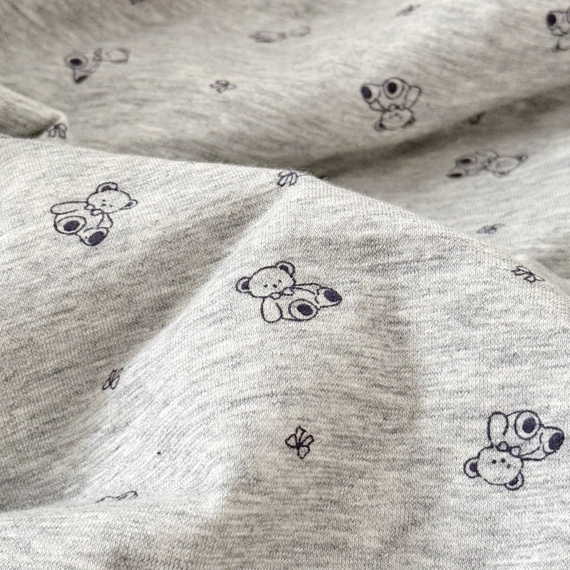 Grey Bear Baby Comforter – Cotton Jersey with Lace Trim