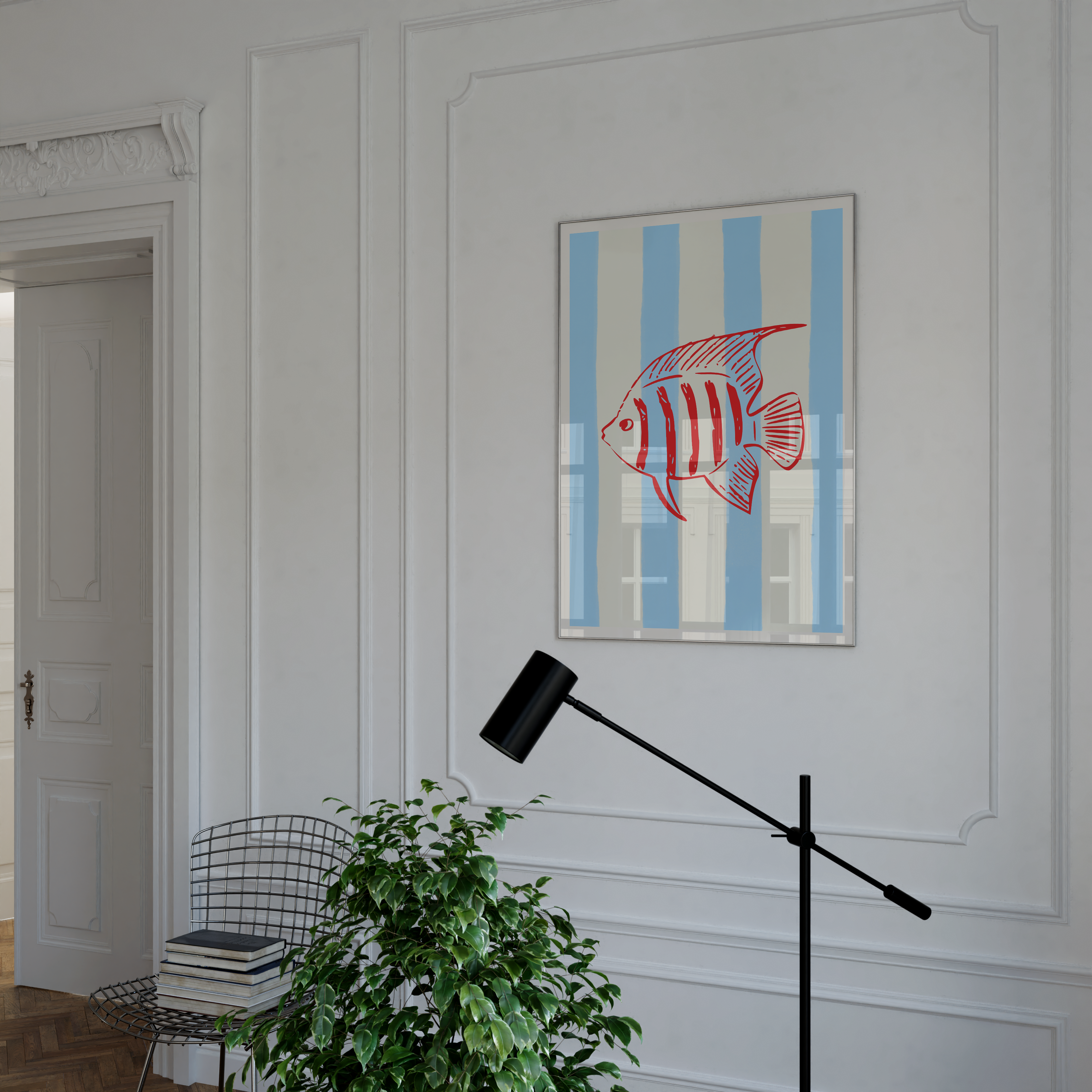 Blue Stripe Coastal Poster Set