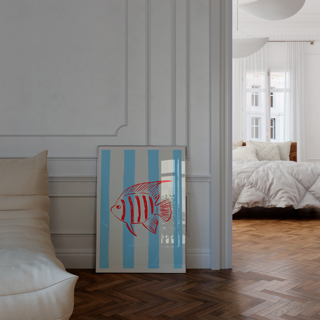 Blue Stripe Coastal Poster Set