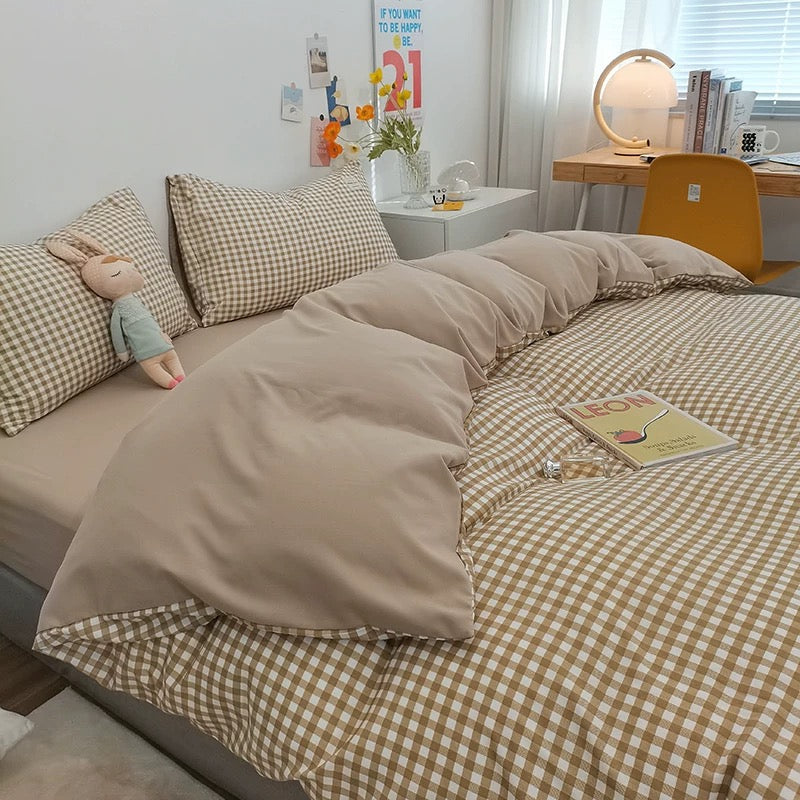 Gingham Plaid Duvet Cover Set