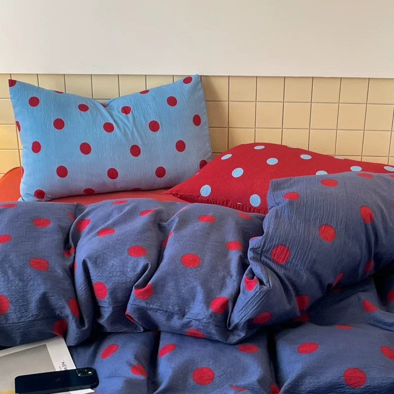 Navy Blue Polka Dot Bedding Set