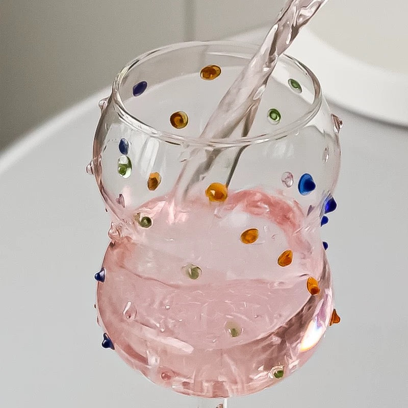 Colorful Dots Wine Goblet Glass