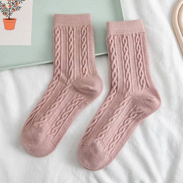 Bunny Wool Socks One Size (Women) Dusty Rose