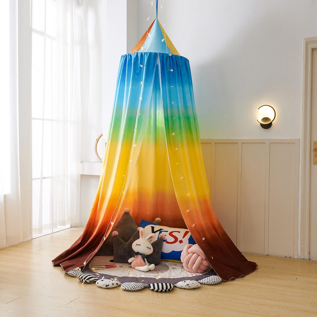 Rainbow Kids Bed Canopy — Colorful Nursery Tent
