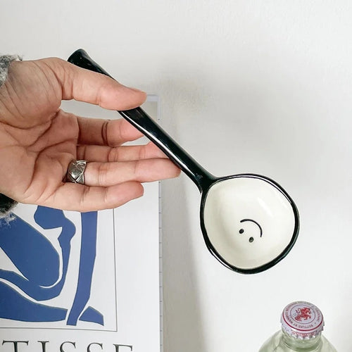 Ceramic Flower Spoon Black