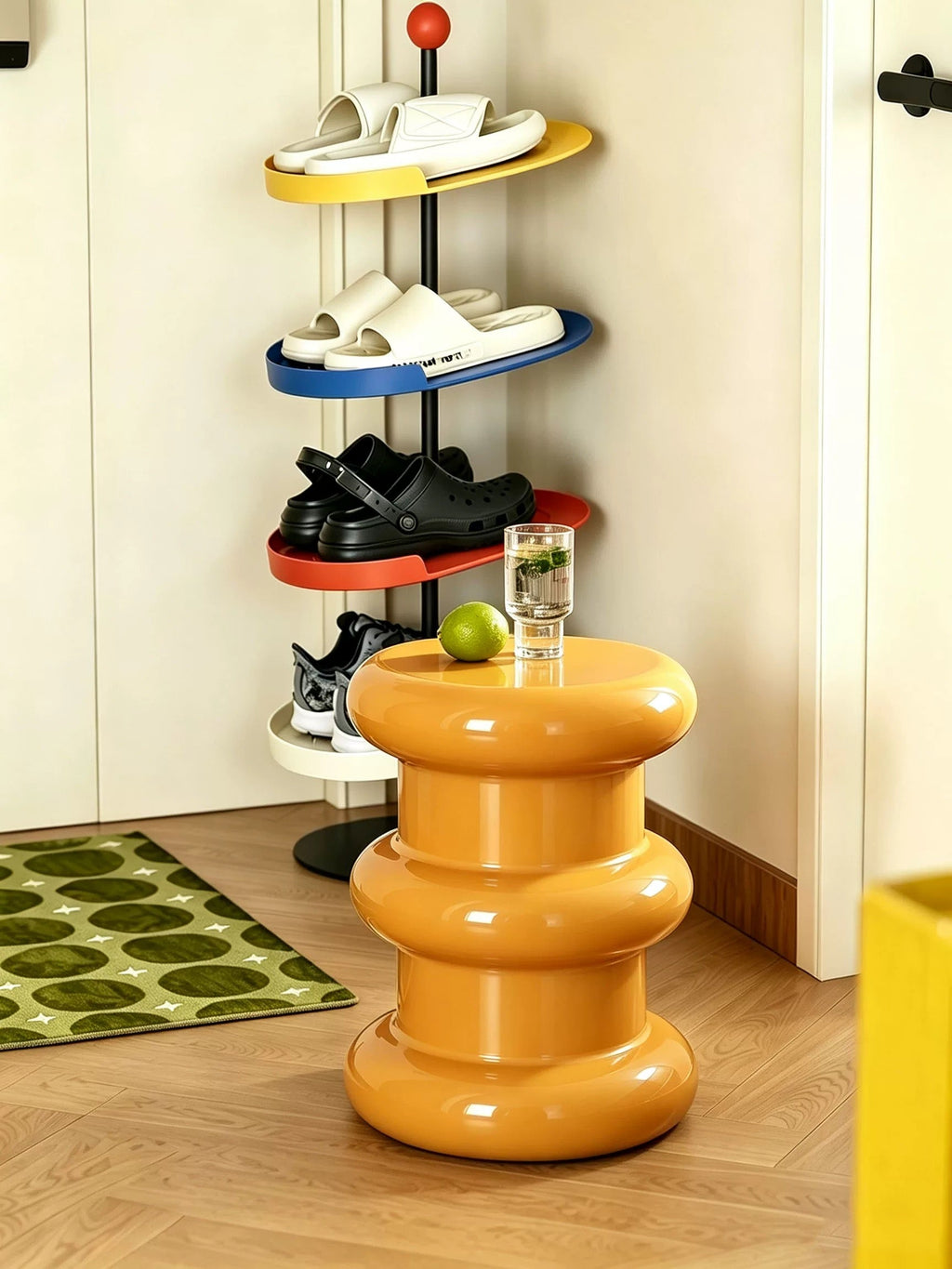Stacked Ring Pedestal Side Table