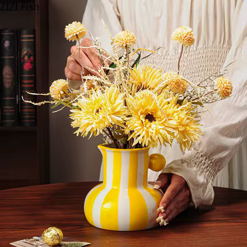 Modern Striped Ceramic Vase
