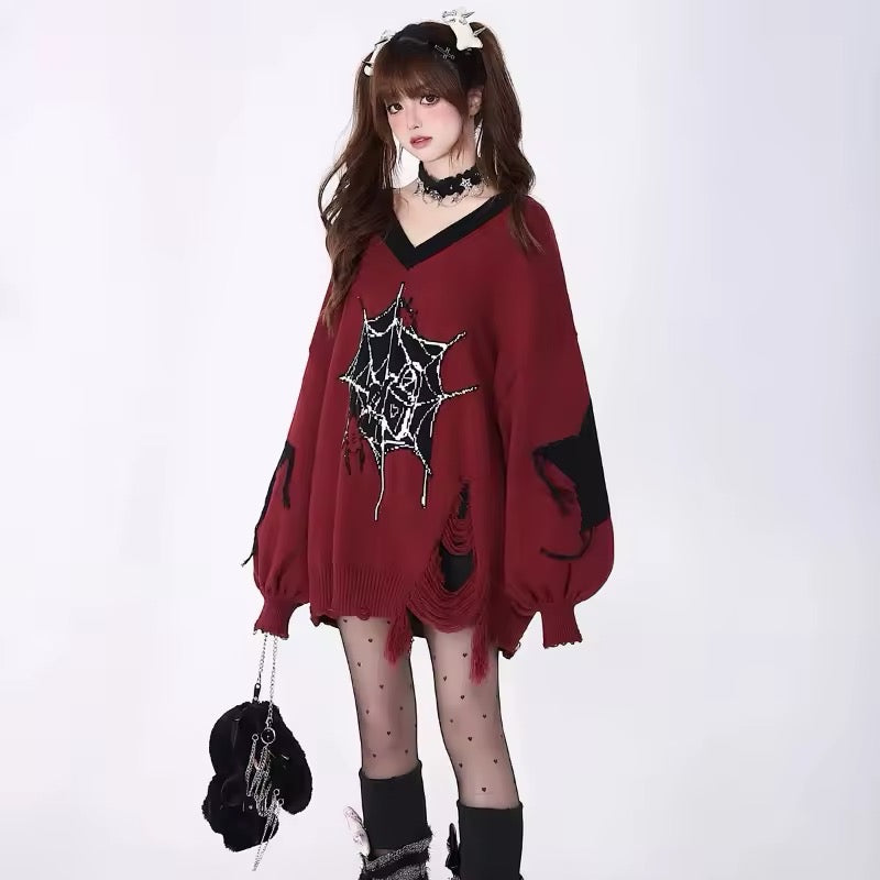 Y2K Gothic Sweater Red