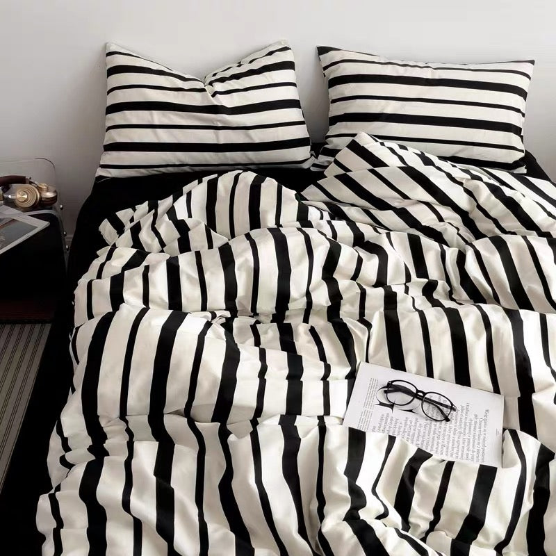 Monochrome Striped Duvet Cover Set