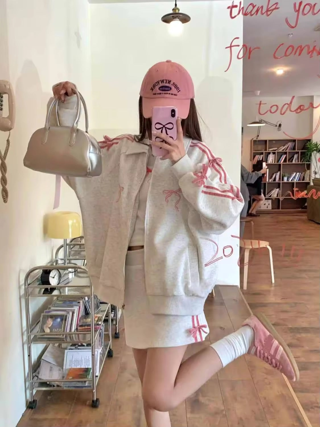 Coquette Bow Hoodie Pink Set (Hoodie + Skirt)
