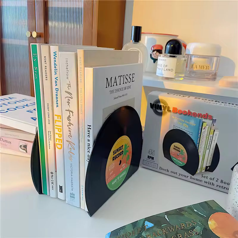 Retro Vinyl Record Bookends