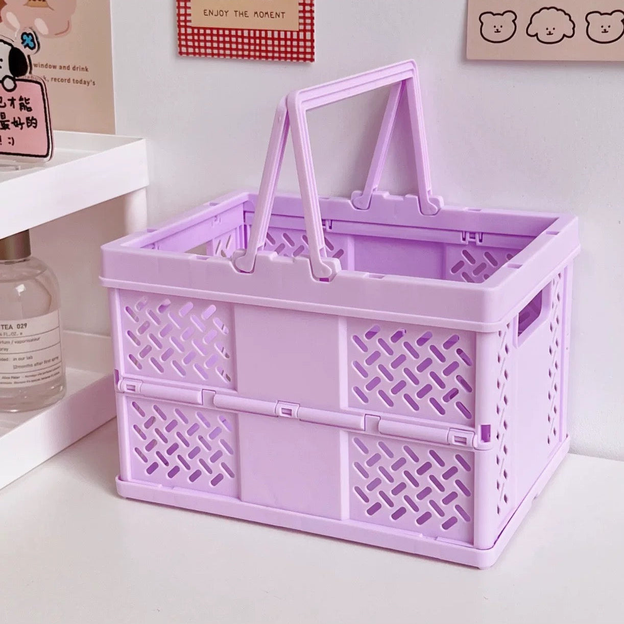 Pastel Folding Storage Basket Purple