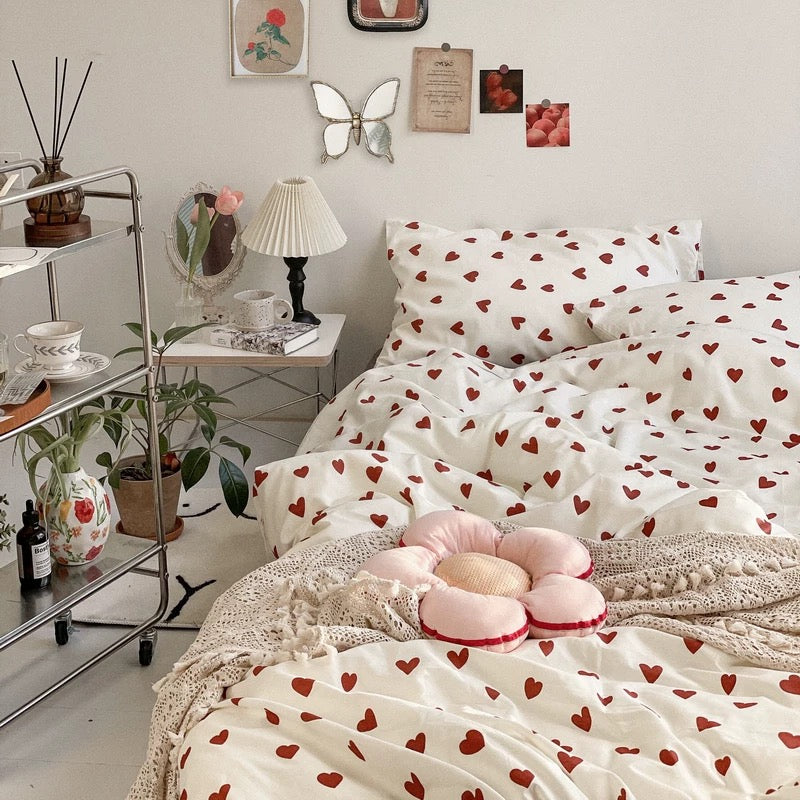 Heart Print Duvet Cover Set