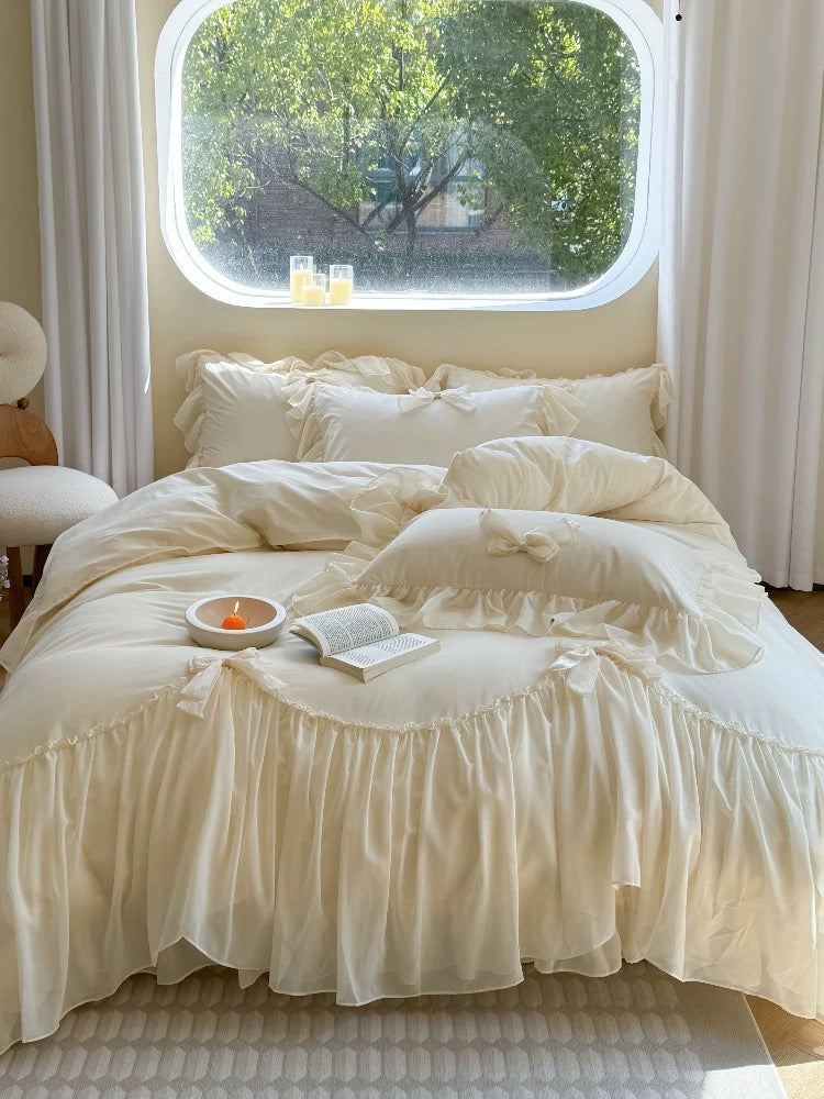 Cream Ruffle Princess Bedding Set